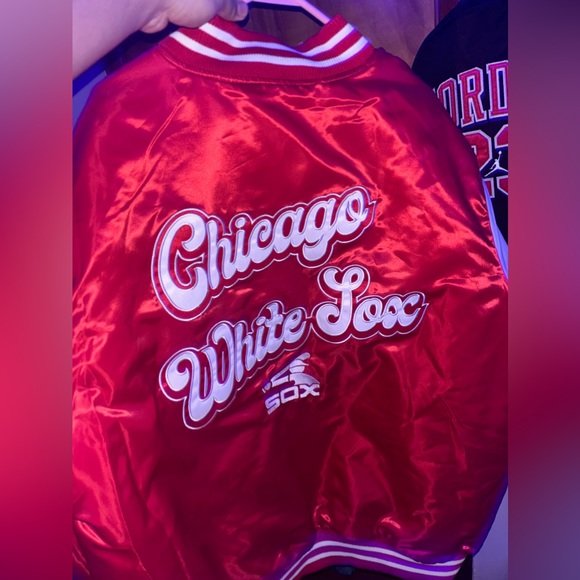 Chicago White Sox Red Starter Satin Bomber Jacket, Sz 3x - Picture 2 of 2